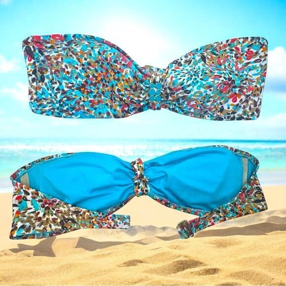 Mossimo Swimwear l Multi-color Bikini Top l Gold & Turquoise Hardware l XL l EUC - Picture 3 of 10